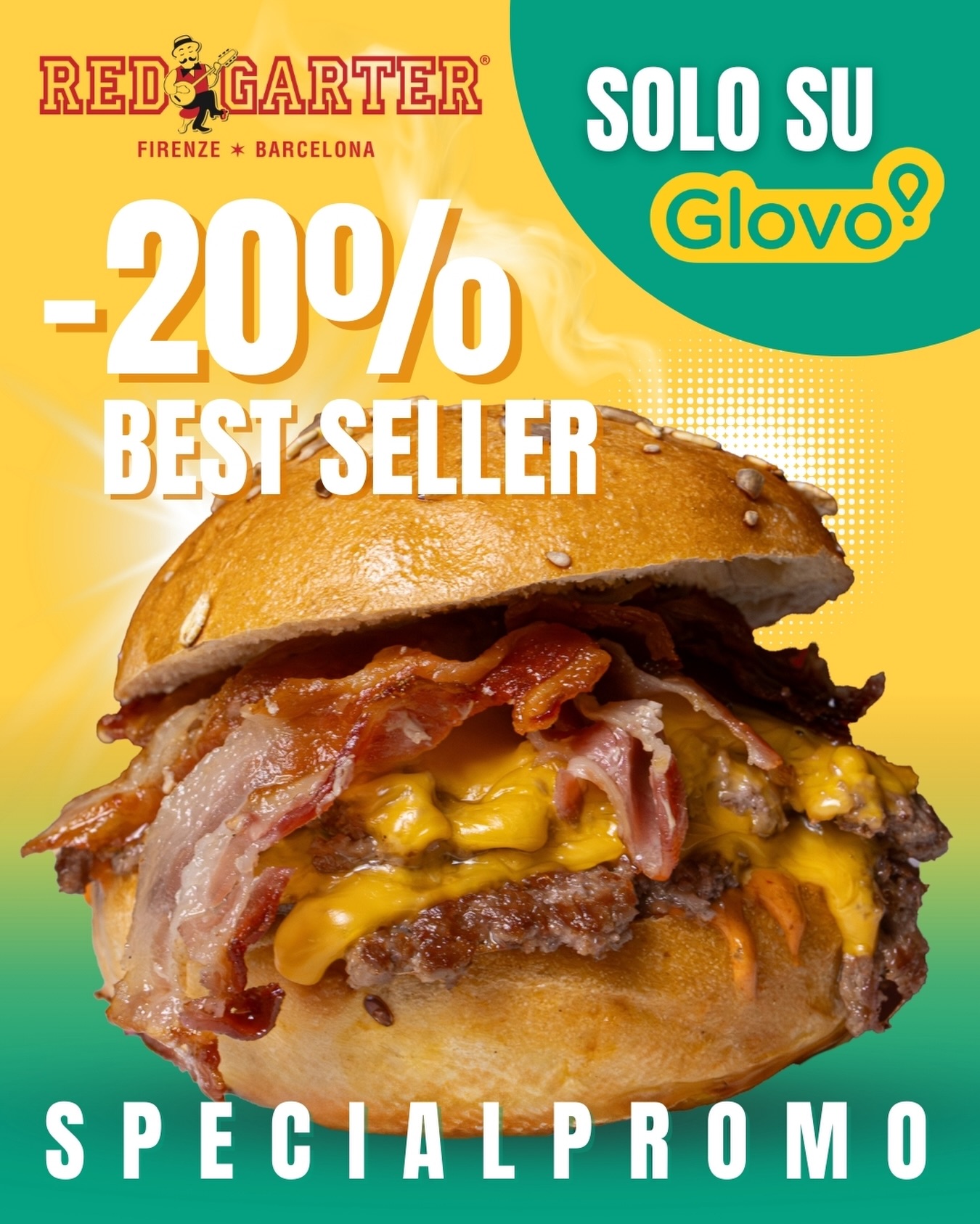 🚨 -𝟐𝟎% 𝐒𝐔 𝐆𝐋𝐎𝐕𝐎!

🔥 Fame improvvisa? Su Glovo è attiva la promo -20% sui piatti Red Garter 😏 𝙌𝙪𝙖𝙡𝙞𝙩à 𝙜𝙖𝙧𝙖𝙣𝙩𝙞𝙩𝙖, 𝙘𝙤𝙣𝙨𝙚𝙜𝙣𝙖 𝙧𝙖𝙥𝙞𝙙𝙖, 𝙥𝙧𝙚𝙯𝙯𝙤 𝙨𝙥𝙚𝙘𝙞𝙖𝙡𝙚.⚡️ Ordina ora e goditi il meglio dell’American food a casa!🇺🇸

🚨 -𝟐𝟎% 𝐎𝐍 𝐆𝐋𝐎𝐕𝐎!

🔥Hungry? Get 20% OFF your favorite Red Garter dishes on Glovo😏 𝙃𝙞𝙜𝙝-𝙦𝙪𝙖𝙡𝙞𝙩𝙮 𝙛𝙤𝙤𝙙, 𝙛𝙖𝙨𝙩 𝙙𝙚𝙡𝙞𝙫𝙚𝙧𝙮, 𝙖𝙣𝙙 𝙪𝙣𝙗𝙚𝙖𝙩𝙖𝙗𝙡𝙚 𝙥𝙧𝙞𝙘𝙚𝙨. ⚡️ Order now and enjoy the best American food at home!🇺🇸

🔗 Link in bio

#redgarter #glovo #firenze #americanfood #delivery burger karaoke